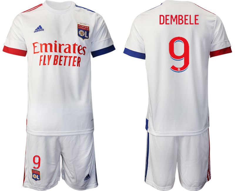 Men 2020-2021 club Lyon home #9 white Soccer Jerseys->other club jersey->Soccer Club Jersey